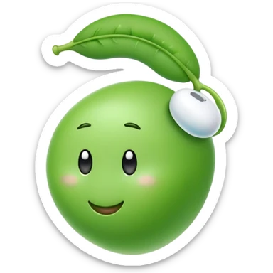 cute green pea with a single airpod in one ear sticker