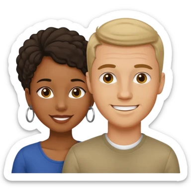 mixte couple black girl , white italian style man sticker