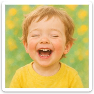 happy emotion, child laughing with eyes closed sticker