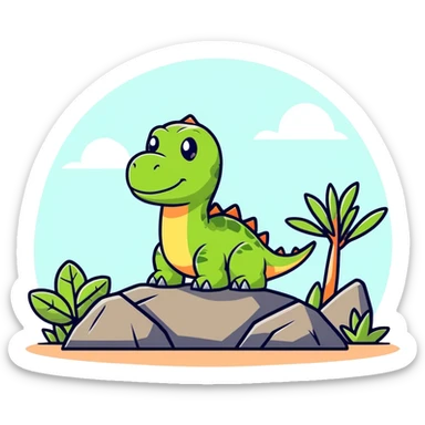 Dinosaur on a rock sticker