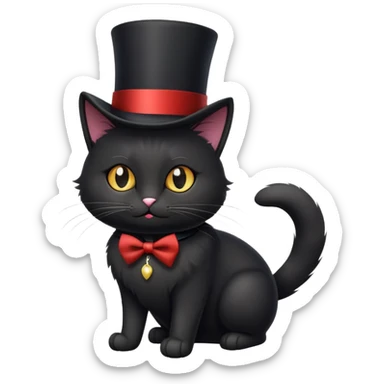 Black cat with a top hat sticker