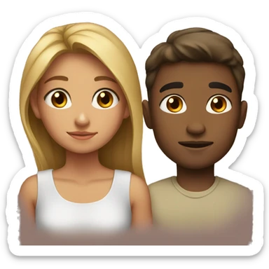 A beautiful girl with a strong boy sticker