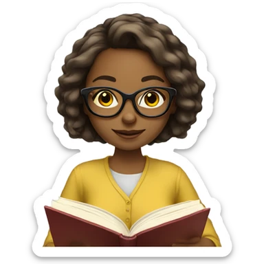 yellowskin-girl-reading-book-glasses sticker