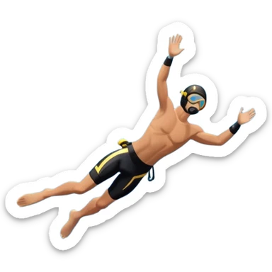 A diver mid-air, plunging from a high cliff into the sparkling ocean below. The background features rugged cliffs, clear blue water, and a bright sky, emphasizing the excitement and danger of the sport with a sense of freedom and adventure. sticker