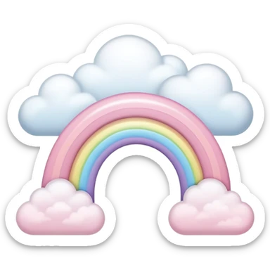 pastel pink rainbow arch with fluffy clouds sticker