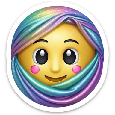 large sparkle emoji in the foreground with a roll of fabric visible behind it sticker