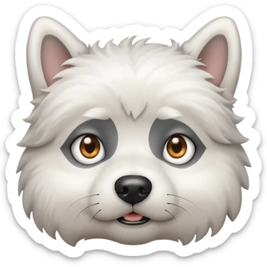 a white dog with a gray stain on one eye sticker
