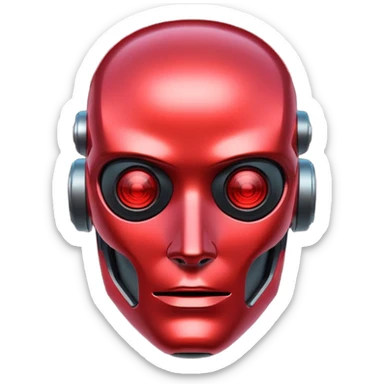 Cyberpunk robot head, red tint sticker