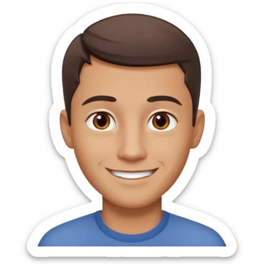 clean shaven, short hair, brown eyes, no glasses, medium skin, smiling man sticker