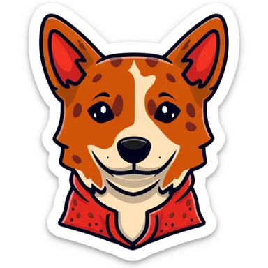 cute red heeler cattle dog head with characteristic red speckled coat and alert expression sticker