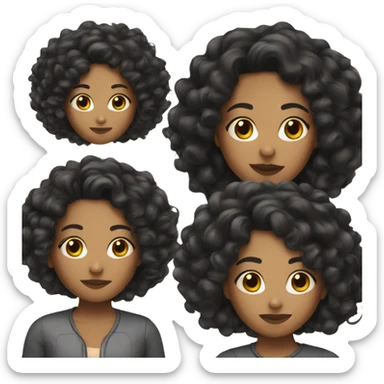 mixed girl with black curly hair sticker