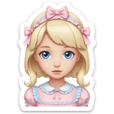 blonde and blue eyed girl with light pink dress lolita sticker