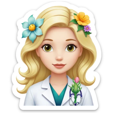 Mermaid blonde female doctor with a flower In her Hair  sticker