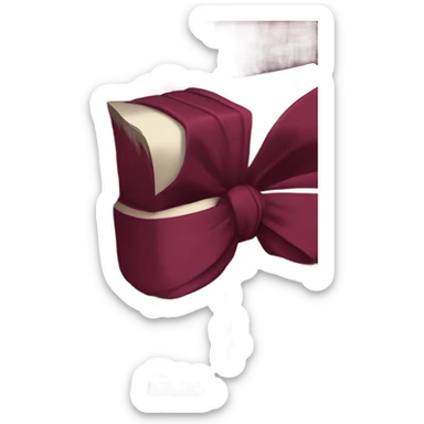 burgundy books stacked up and tied together by a burgundy bow sticker