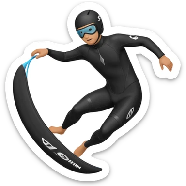 Kitermanc traje neopreno negro y casco negro, haciendo un down loop sticker