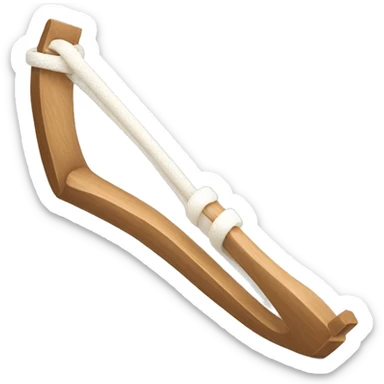 wooden y shaped slingshot with white elastic rubberband sticker