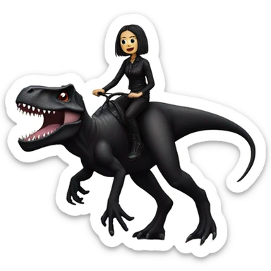 goth girl riding a trex sticker