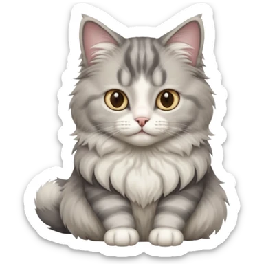 a grey and white cat sitting regally sticker