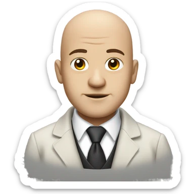 a white bald man wearing coat and tie sticker
