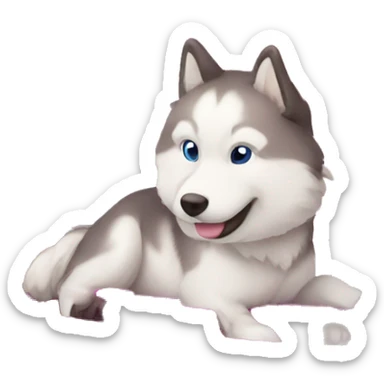 Pink snow sled with huskies sticker