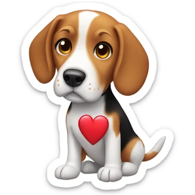 beagle dog girl with heart sticker