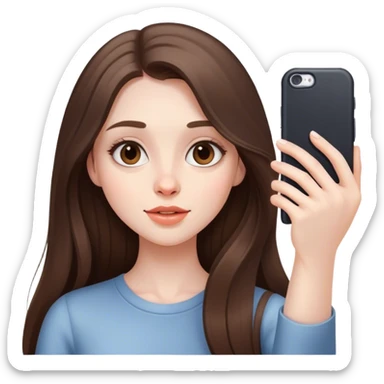  beautiful pale brunette girl with long hair taking selfie  sticker