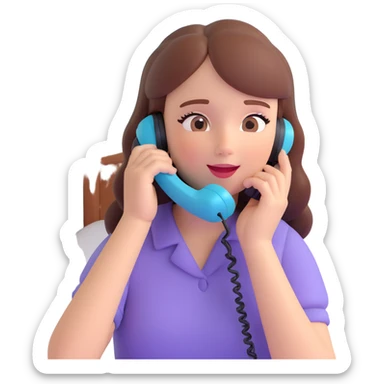 girl talking on phone bedroom background, close up pose sticker