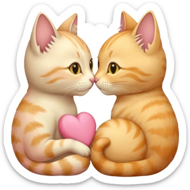 Two cats “nose to nose” + a small heart between them in soft pink, beige and yellow pastel colors sticker