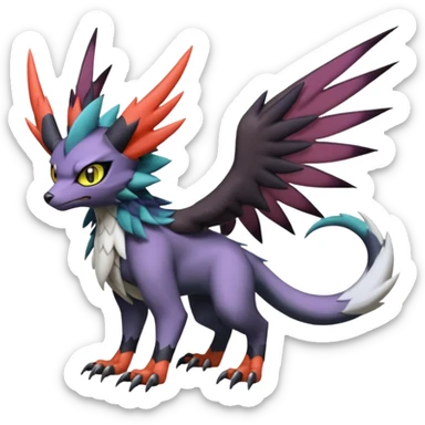 Nargacuga-Noibat-Noivern-Silvally-Litten-Lykoi-Fakemon-Digimon-Animal-fusion-hybrid-creature, full body sticker