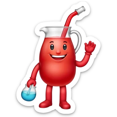 Kool-Aid Man pitcher character with legs and arms holding a bong sticker