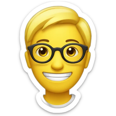 Yellow circle head With a cheerful expression with black eyes black glasses Hair on the head sticker