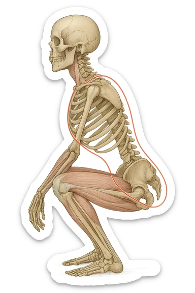 Allineamento visto anatomicamente durante uno squat tra bacino e torace sticker