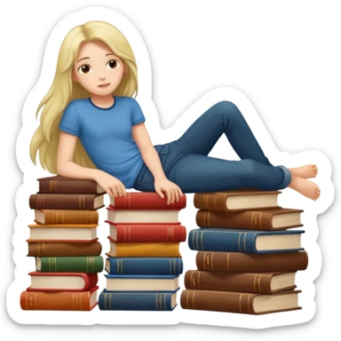 books scattered full body over it  sticker