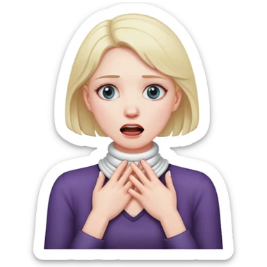 woman choking with hands around neck sticker