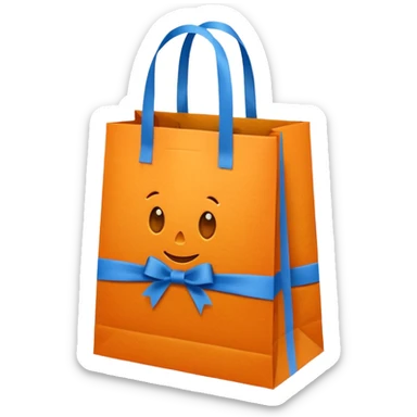 orange gift bag with blue handles sticker