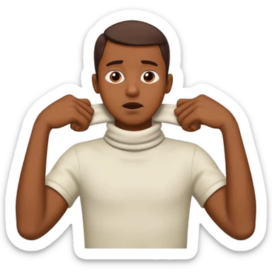 man with hands across neck choking themself sticker