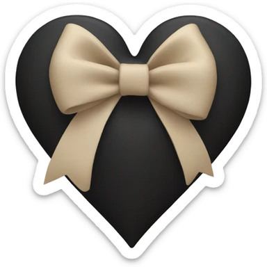 black heart with beige bow sticker