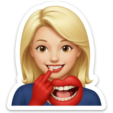 Carita sonriente sexy mordiéndose un dedo sticker