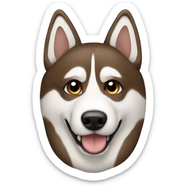 Brown and White husky with bone sticker