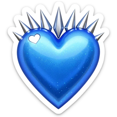 blue glittery heart with chrome spikes sticker