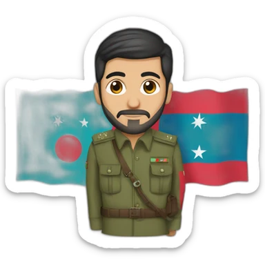 Muhammed Amin Rasulzade with Azerbaijani flag sticker