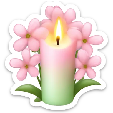 Spring candle with light pink flowers  sticker