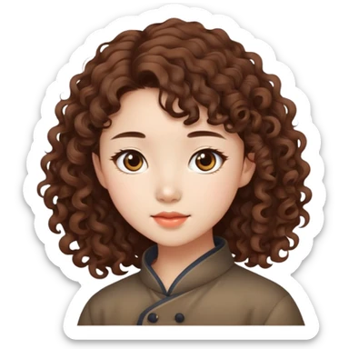 Chinese girl with brown curl hair  sticker