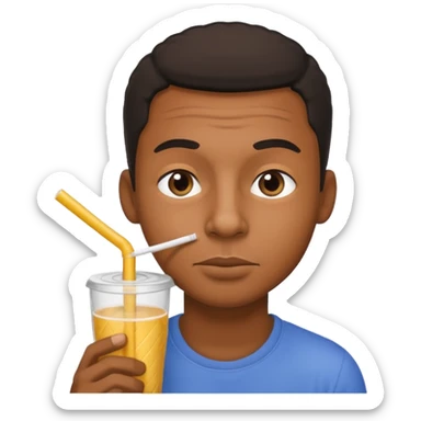 Black man sniffing a straw sticker