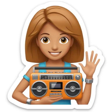 woman holding boombox sticker