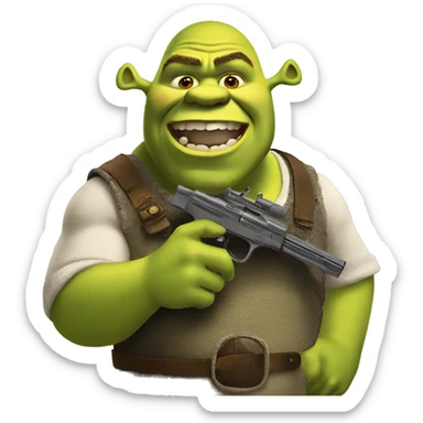 Shrek with a gun  sticker