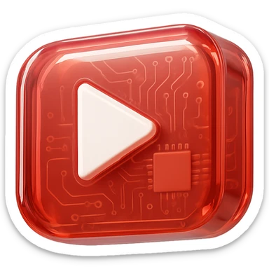 island YouTube play button, glossy circuit style sticker