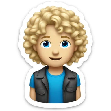 9 year old boy with blonde curly haired mullet and blue eyes sticker