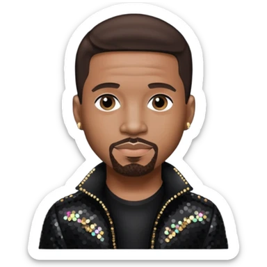 Stevie J, Record Producer with dark brown hair, black sequin outfit sticker