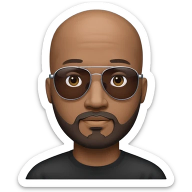 Bald male, black sunglasses, goatee beard, realistic portrait sticker